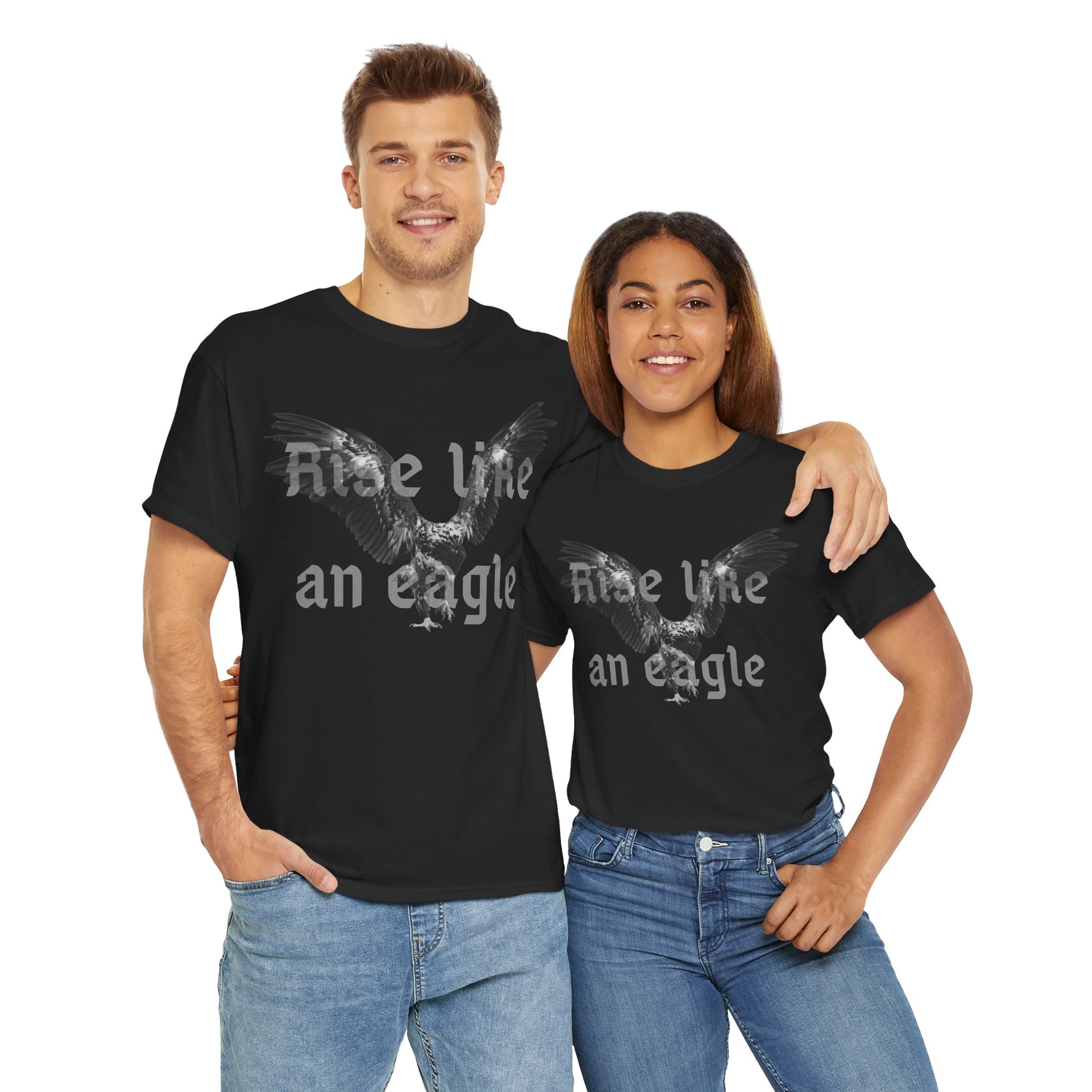 Rise Like an Eagle Unisex Heavy Cotton Tee - Motivational Shirt, Casual Wear, Birthday Gift, Inspirational Apparel, Eagle Print Tee