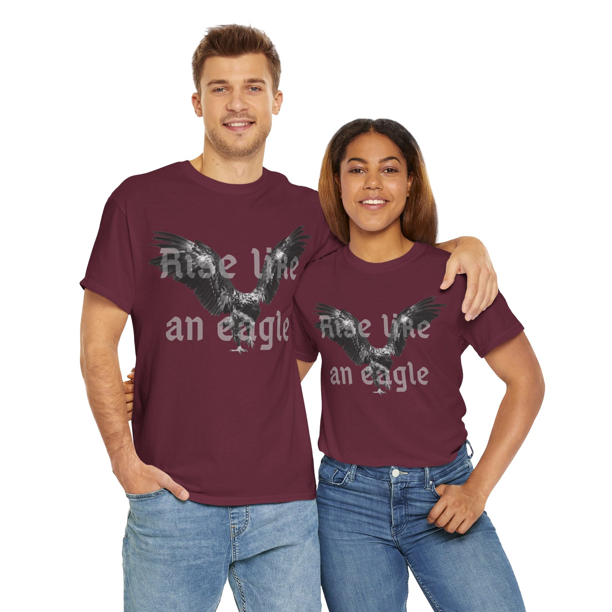Rise Like an Eagle Unisex Heavy Cotton Tee - Motivational Shirt, Casual Wear, Birthday Gift, Inspirational Apparel, Eagle Print Tee